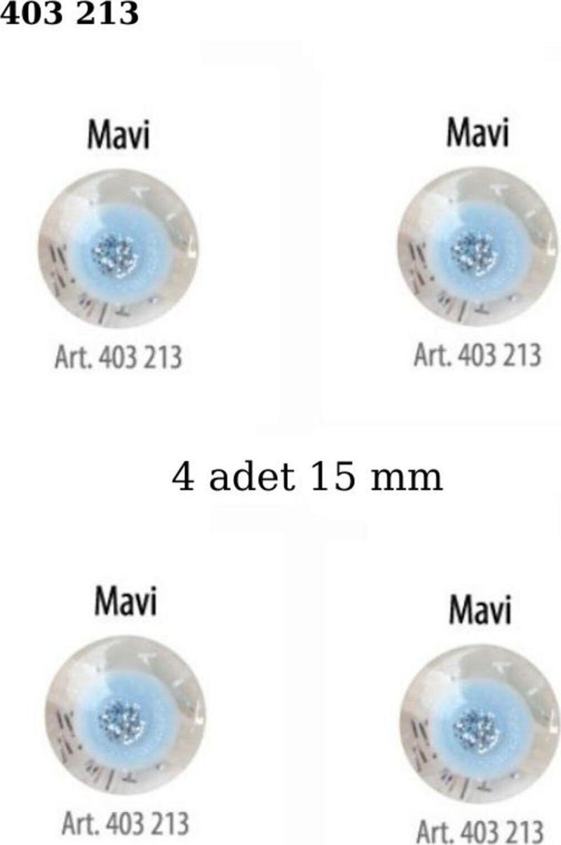 Simli Mavi Renk 4 Adet 15 Mm Bebek Düğme, Bebek Kazak, Yelek, Gömlek Düğmesi 403 213