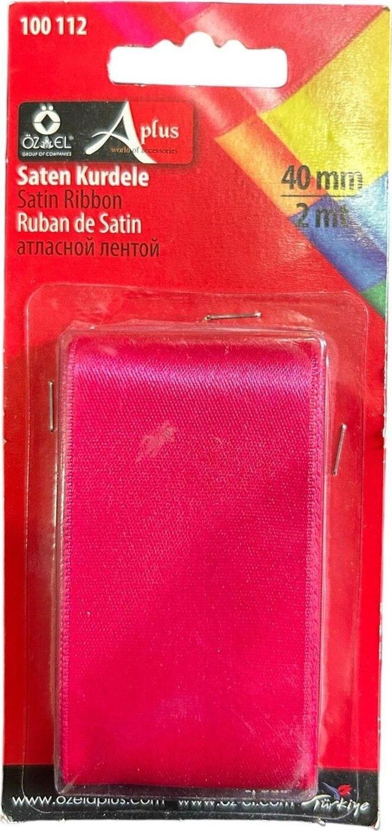 Fuşya Saten Kurdele, Paketlik Kurdele 4 Cm 2 Mt