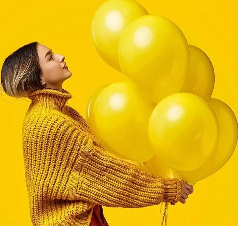 25 ADET PARLAK METALİK SARI BALON HELYUM GAZI UYUMLUDUR VIP 25 PCS SHINY METALLIC YELLOW BALLOON