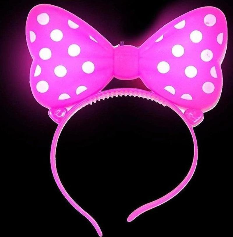 2 ADET MİNNİE MOUSE IŞIKLI TAÇ PEMBE MİKİ TAÇ PEMBE IŞIKLI TAÇ PİNK HEADBAND LED LİGHT PEMBE TAÇ