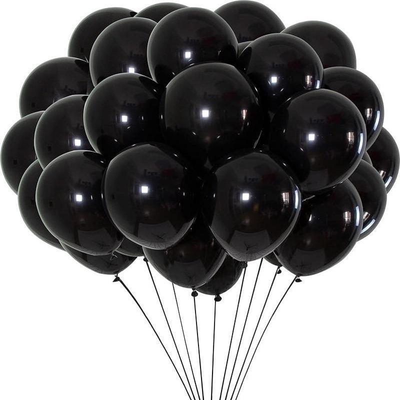 25 PCS SHINY METALLIC BLACK BALLOON VIP KALİTE 25 ADET PARLAK METALİK SİYAH BALON HELYUM GAZI UYUMLU