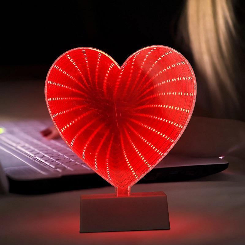 2 ADET VIP 3D IŞIKLI KALP ROMANTİK DEKOR IŞIK 3D HEART TUNNEL LAMP RED LİGHT KALPLİ PİLLİ LED IŞIK