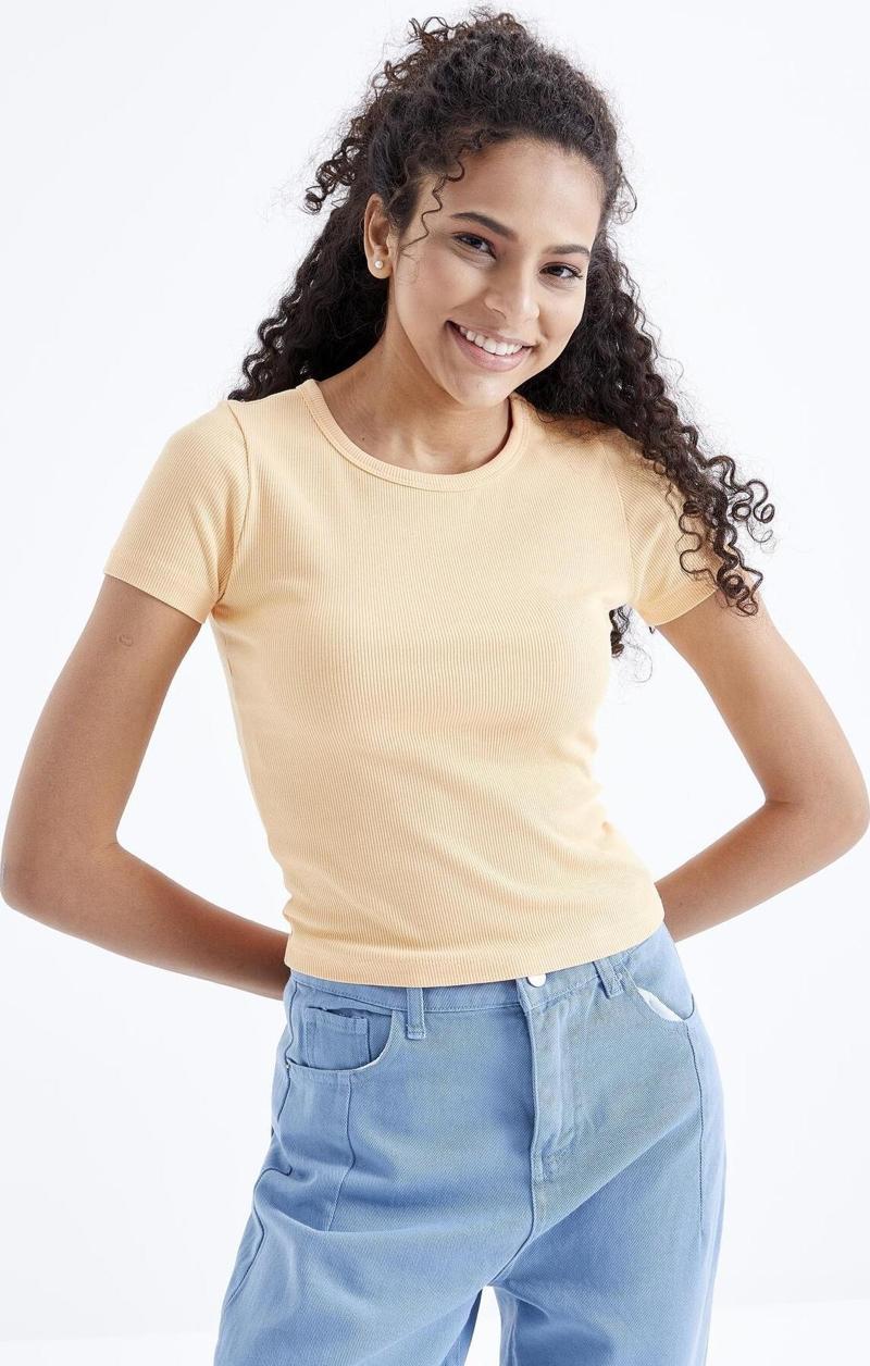 Kavun Içi Basic Kısa Kol O Yaka Kadın T-Shirt - 97202