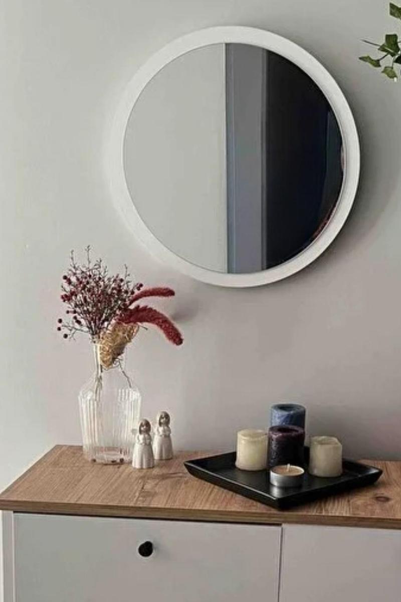 Dekoratik Yuvarlak Ayna 45 Cm Çap Antre Hol Koridor Duvar Salon Mutfak Banyo Ofis Makyaj Aynası