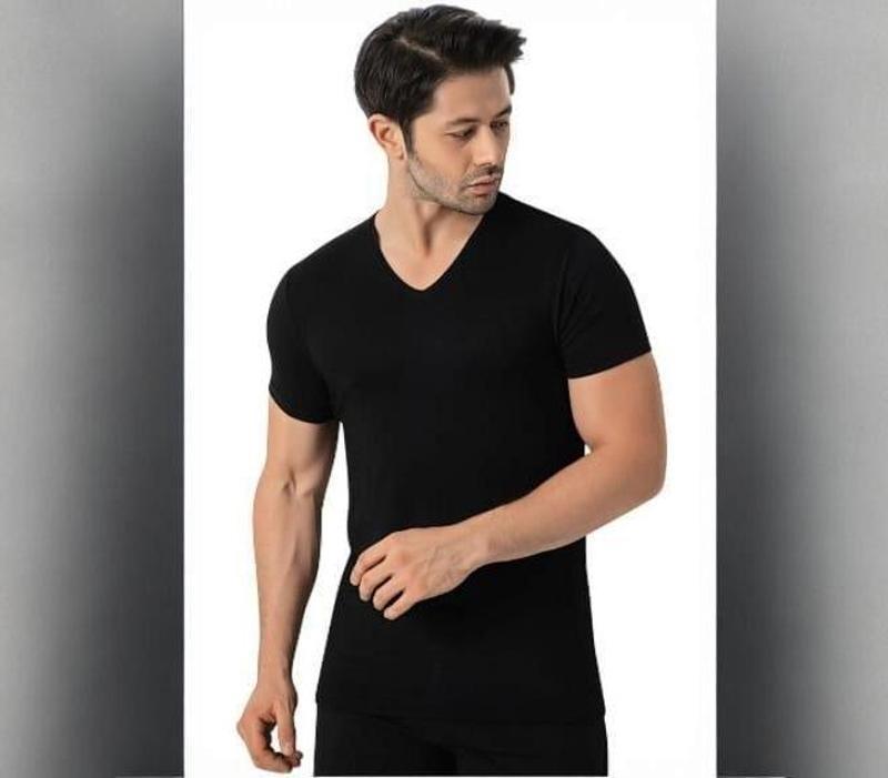 Erkek Bambu V Yaka Kısa Kollu Fanila 6'lı
