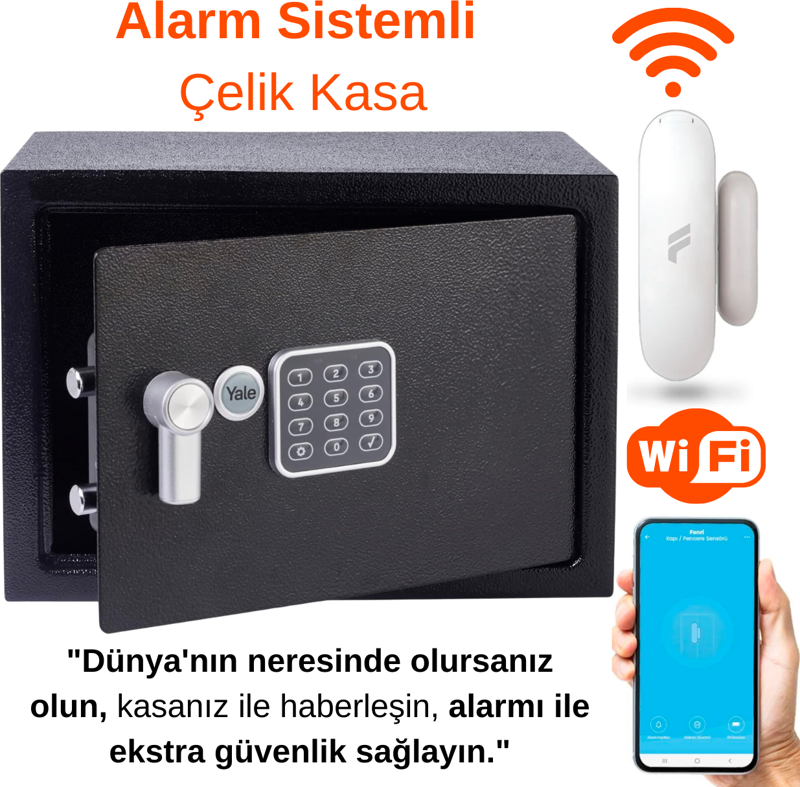Yale Wi-Fi Alarmlı Dijital Küçük Boy Kollu Kasa - YEC/200/DB1