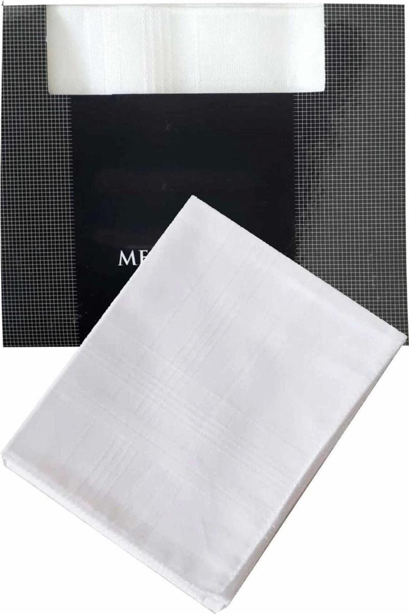 3’lü Özel Paket Premium Erkek Mendil Seti  %100 Pamuk 42x42 cm Beyaz