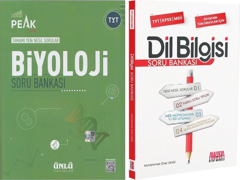 Ünlü Yayıncılık TYT Biyoloji Best Peak ve AKM Dil Bilgisi Soru Bankası Seti 2 Kitap