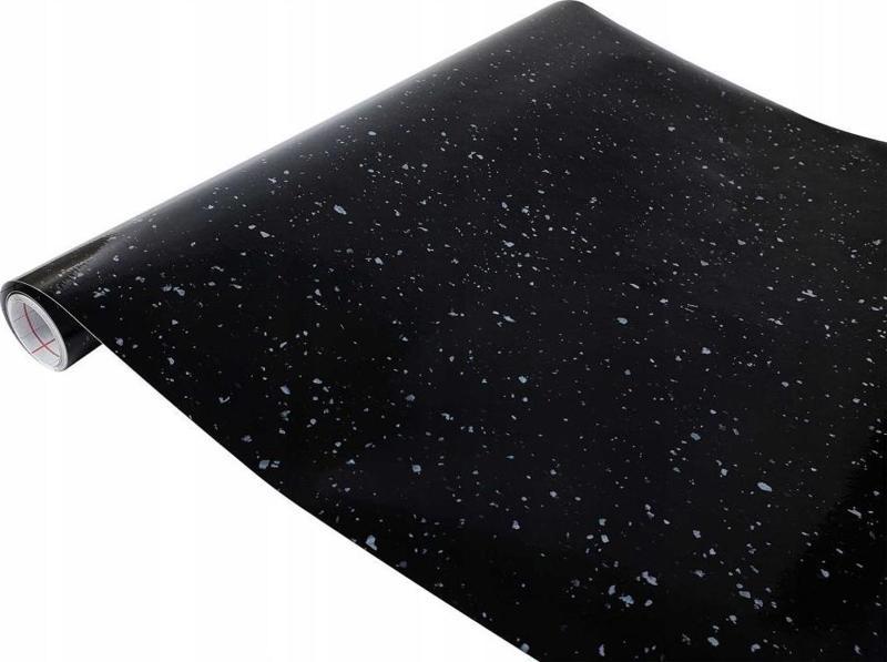 349-8297 Parlak Siyah Granit Desen Yapışkanlı Folyo (67,5cm x 1mt)