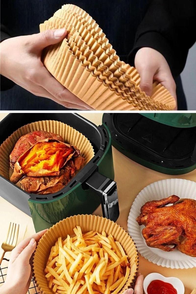 Xl / Xxl Airfryer Pişirme Kağıdı 50'Li Yağlı Kağıt Kraft Yuvarlak