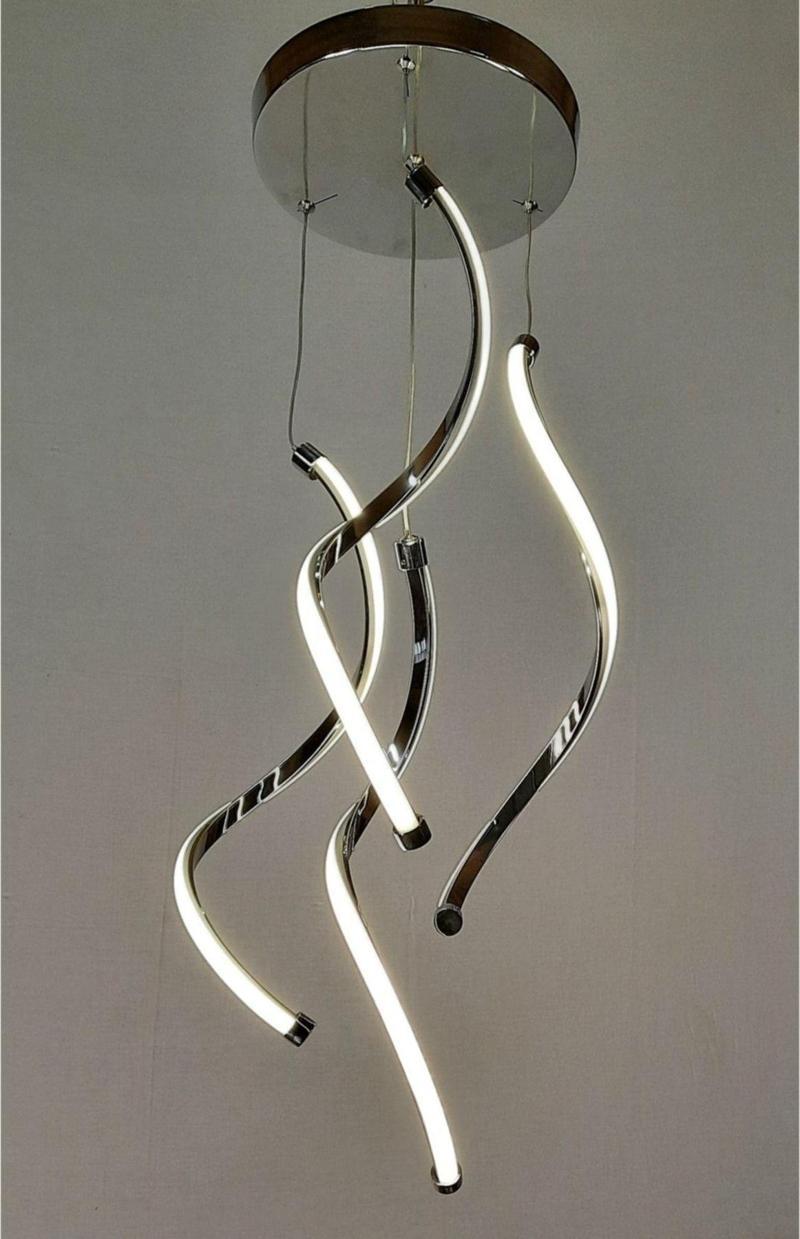 Burgulu Daire Modern Sarkıt Krom 4'Lü Led Avize