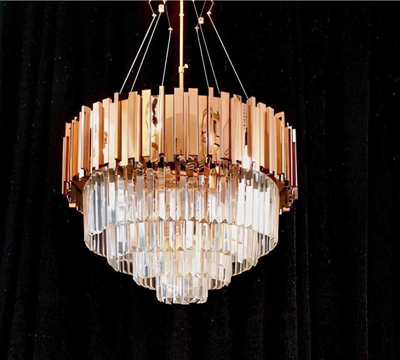 Ilayda Gold 60 Lık Daire Kristal Salon Taşlı Lüks Avize