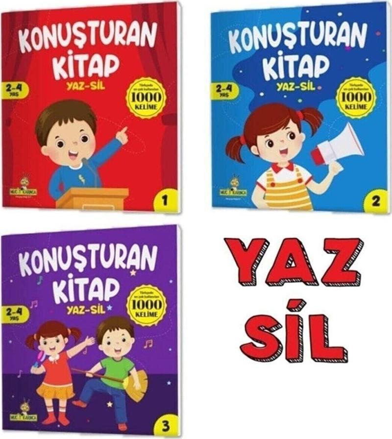 Konuşturan Kitap Serisi Yaz-Sil Kitaplar (Türkçede En Çok Kullanılan 1000 Kelime)- Okul Öncesi
