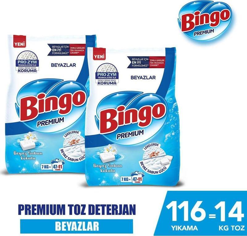 Premium Toz Çamaşır Deterjanı 7 Kg Beyaz 2'li