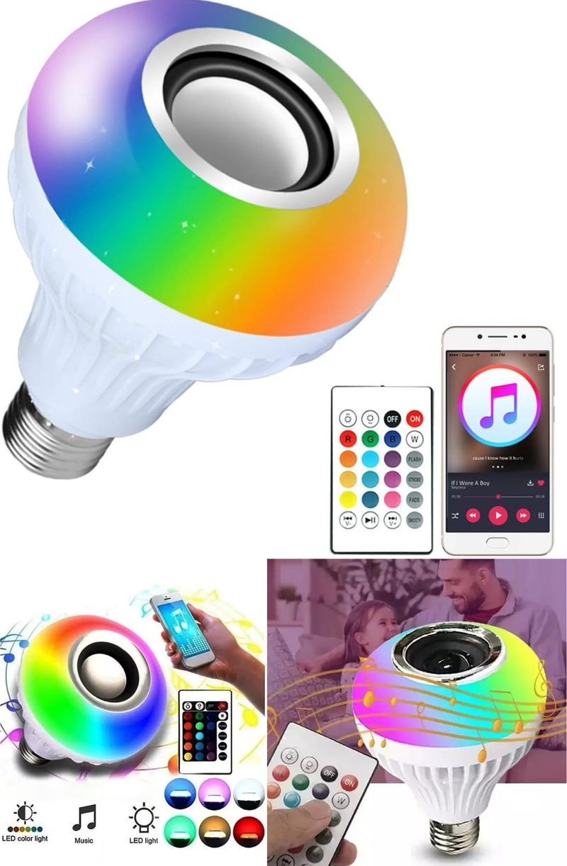 Bluetooth Hoparlörlü Uzaktan Kumandalı Rgb Akıllı Led Ampul-16 Renk Lamba