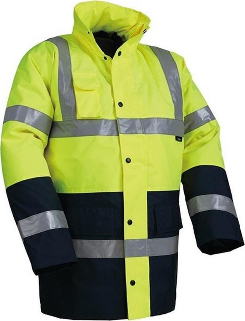 Reflektörlü 300D Oxford Çift Renk Parka Yağmurluk Sarı