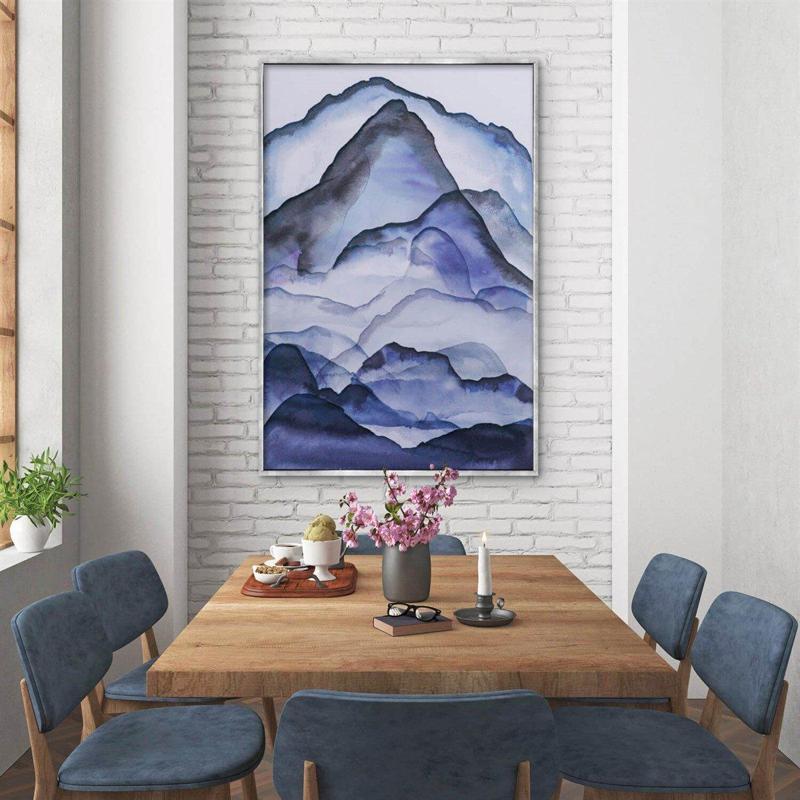 Blue Mountains Yağlı Boya Dokulu Tablo 60X90 Siyah Çerçeveli
