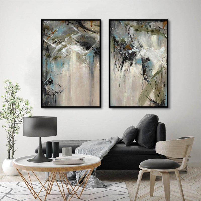 Circles Of Hell İkili Set Yağlı Boya Dokulu Tablo 60X90 Gümüş Çerçeveli