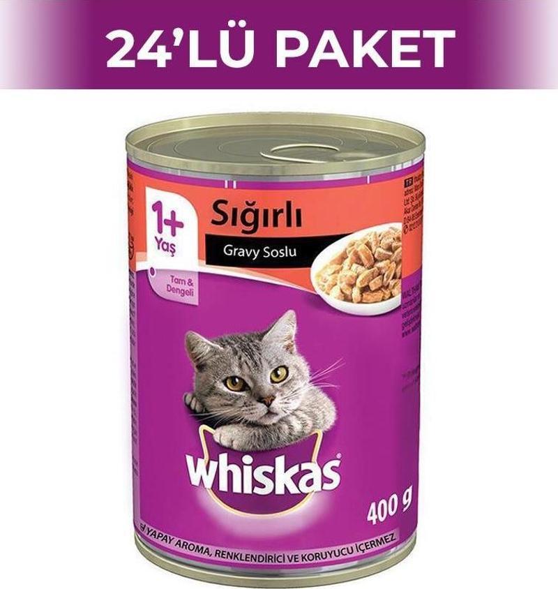 Sığır Etli Soslu Yetişkin Kedi Konservesi 400 gr 24 Adet