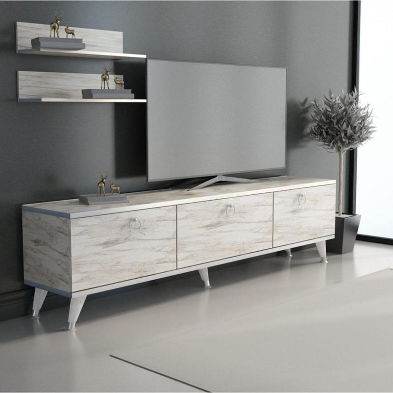 Life Tv Ünitesi Efes Mermer- Gümüş 210 Cm Genişlik Z3002