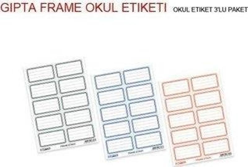 -Frame Kırmızı Okul Etiketi-3 Yp.