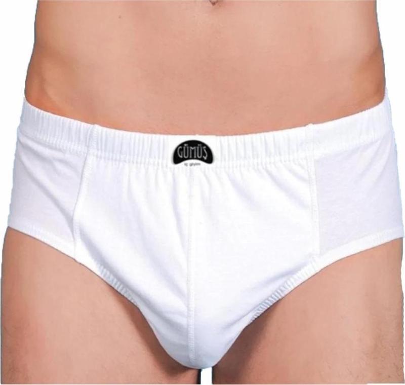 3 lü Paket Gümüş Erkek Battal Beden Penye Slip Külot Beyaz 7 No