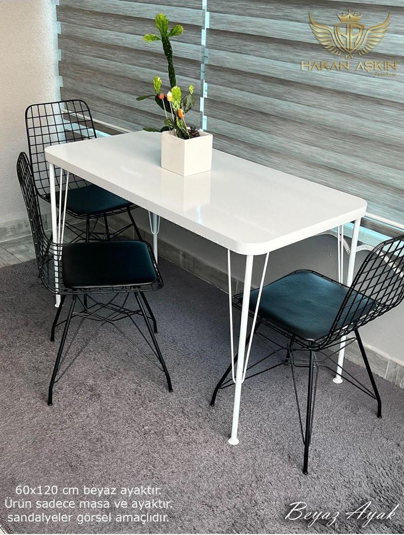 Beyaz Ayaklı 60X120 Cm Kalınlıklı (Tek Masa) Parlak Beyaz Mutfak - Balkon - Çalışma Masası 2024