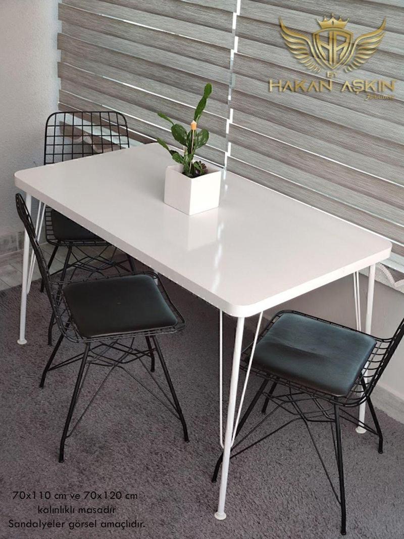 Beyaz Ayaklı 70X110 Cm Kalınlıklı (Tek Masa) Parlak Beyaz Mutfak - Balkon - Çalışma Masası