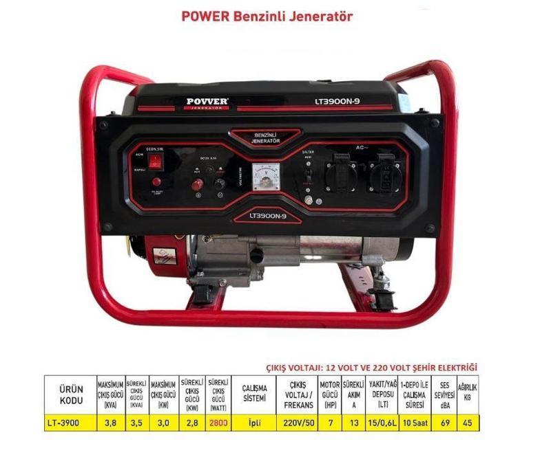 Lt3900 3.8 Kva 3.0 Kw Benzinli Jeneratör Ipli