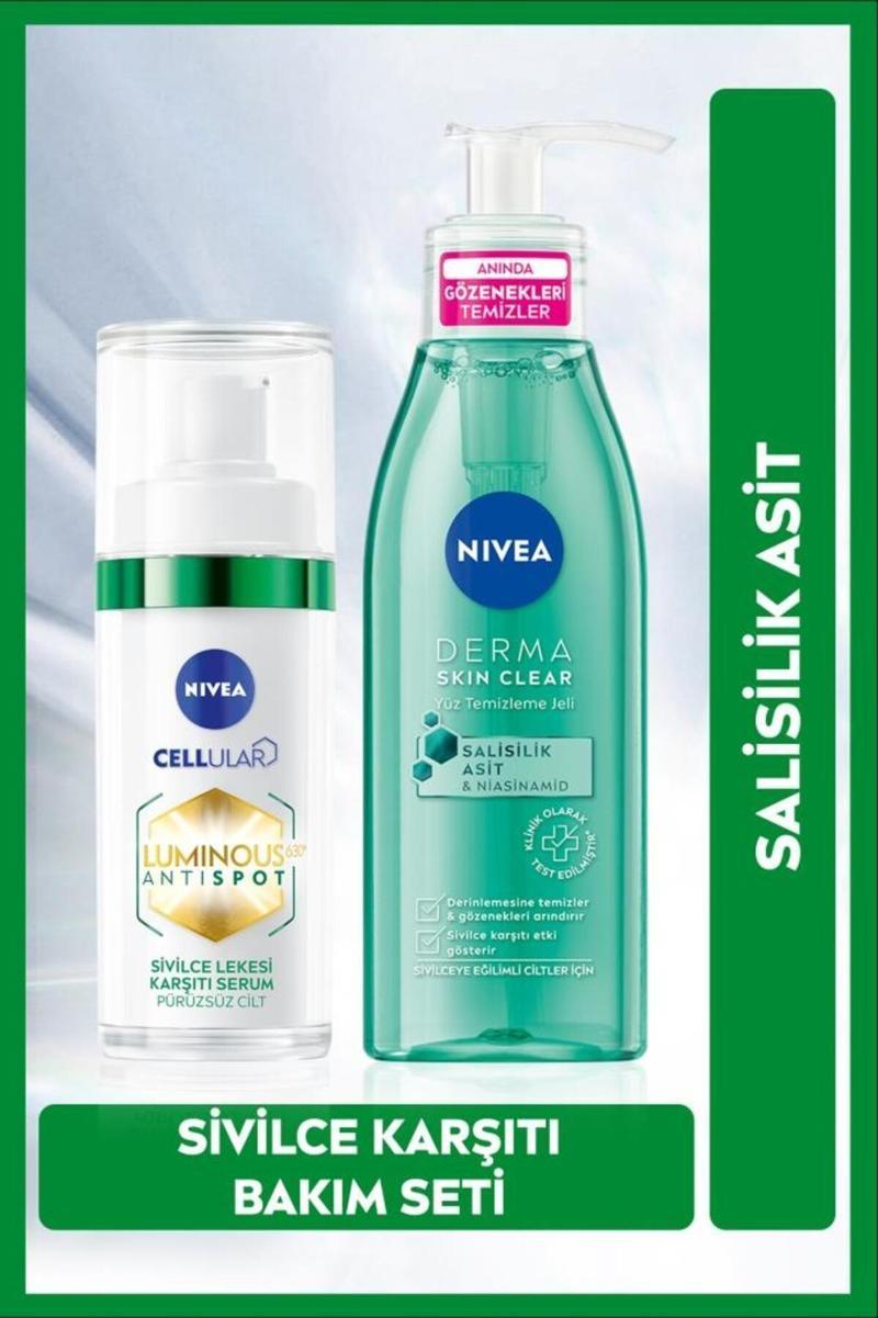 Luminous630 Sivilce Lekesi Karşıtı Serum 30ml ve DermaSkin Clear Yüz Temizleme Jeli150ml, Niasinamid