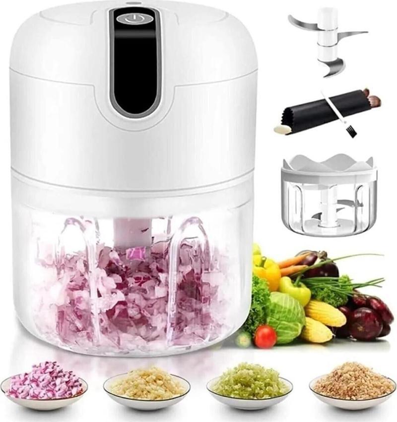 Şarjlı Mini Doğrayıcı 300ml - 3 Bıçaklı Kablosuz Rondo, USB Şarjlı Mutfak Robotu Pratik Kullanım