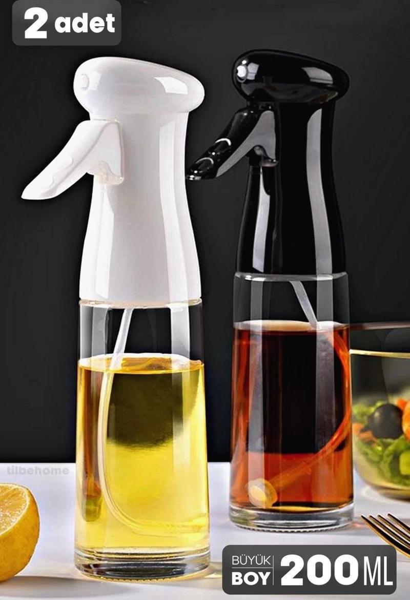 2li Büyük Cam Sprey Yağdanlık Airfryer Püskürtmeli Sprey Şişe Ayçiçek Zeytinyağı Sirkelik 200 ml