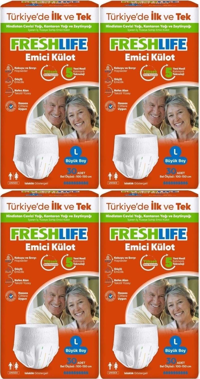Emici Külot Hasta Bezi Large - Büyük - L 120 Adet (4Pk x 30)