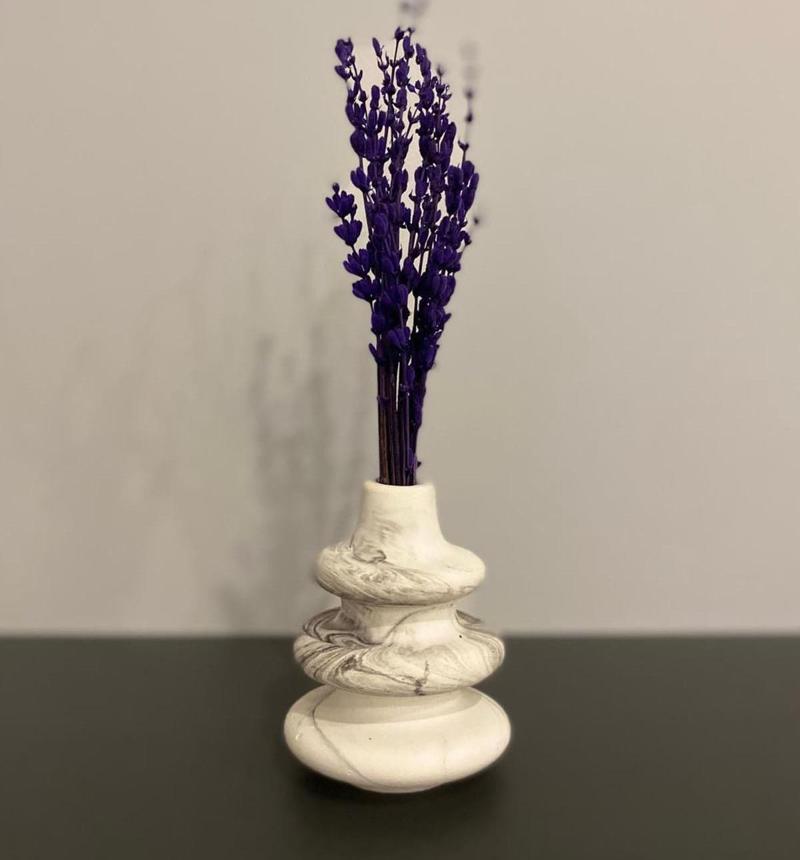 Mini Mermer Desen Konik Vazo Biblo 6X10 Cm