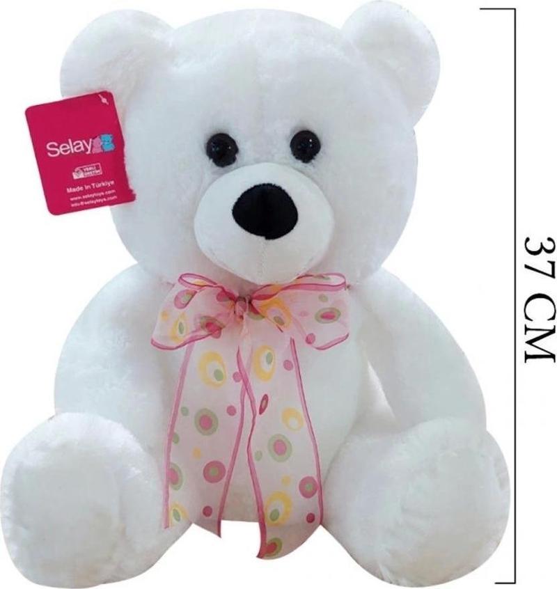 1178B Selay, Oturan Ayı 37 cm Beyaz