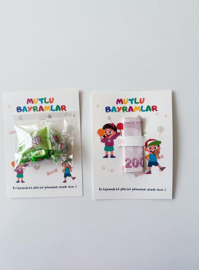 2li Set 20şer Adet Bayram Tebrik Kartı - Bayram Şekeri Kartı - Ramazan Bayramı Model 1