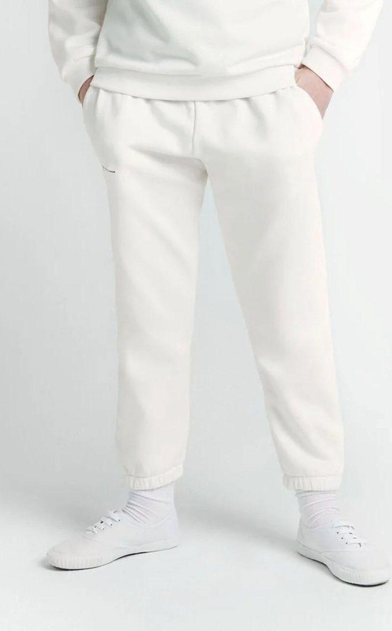 Beli Lastikli Paçası Lastikli Pamuklu Nature Concept Regular Fit Jogger Beyaz Çocuk Eşofman