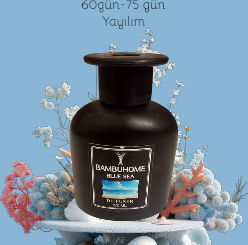BAMBUHOME BLUE SEA REED DIFFUSER UZUN SÜRE YAYILIM  1.KALİTE 120 ML