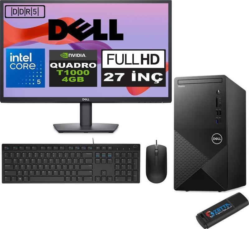 Vostro 3030 mt Intel Core I5 12400 64GB Ddr5 512GB SSD 27" Fhd Ubuntu Quadro T1000-4GB Masaüstü Bilgisayar 27N3030I5T1000U27 + Zetta USB Bellek