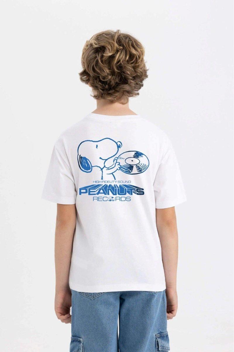 The Champ Peanuts Records Baskılı Beyaz Erkek Çocuk T-Shirt