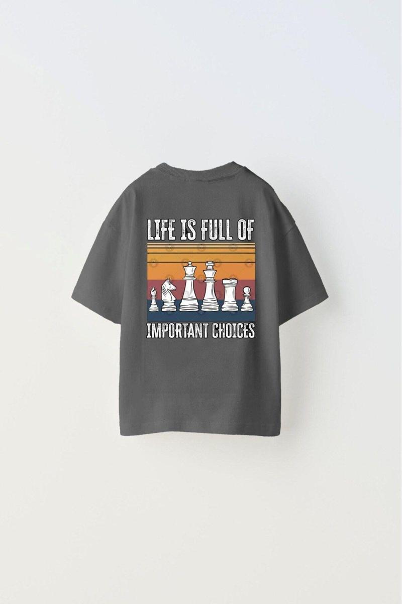 The Champ Life Is Full Of Important Choices Yazılı Satranç Tasarım Baskılı Füme Çocuk T-Shirt