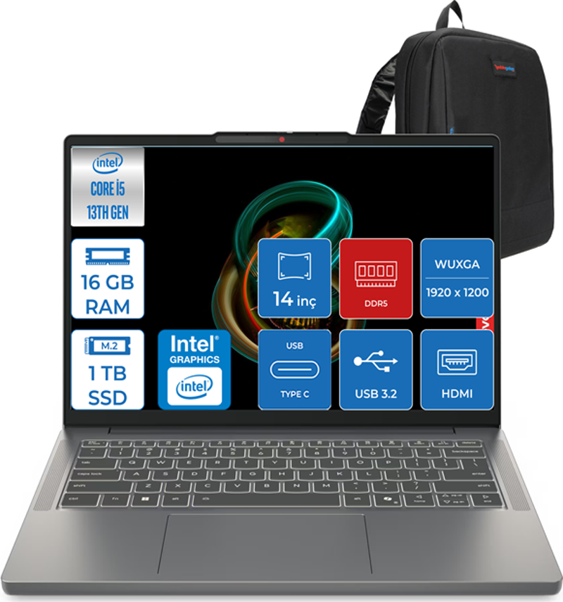 Ideapad Slim 3 Intel Core I5 13420H 16GB Ddr5 512GB + 512GB SSD Intel® UHD Graphics WIN11HOME 14" Wuxga IPS Taşınabilir Bilgisayar 3S15IRH10H02 + Zettaçanta