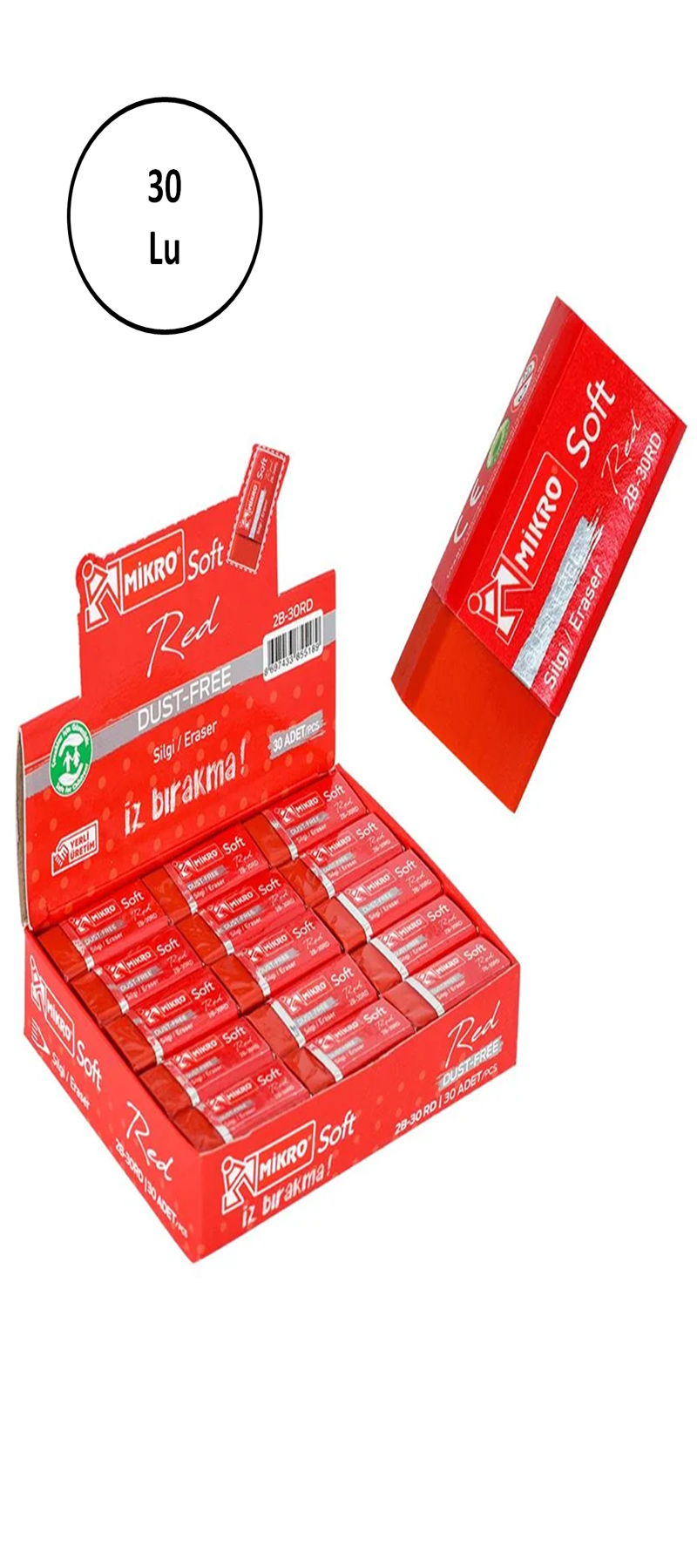 Silgi Soft Kırmızı 2B-30Rd 30'lu