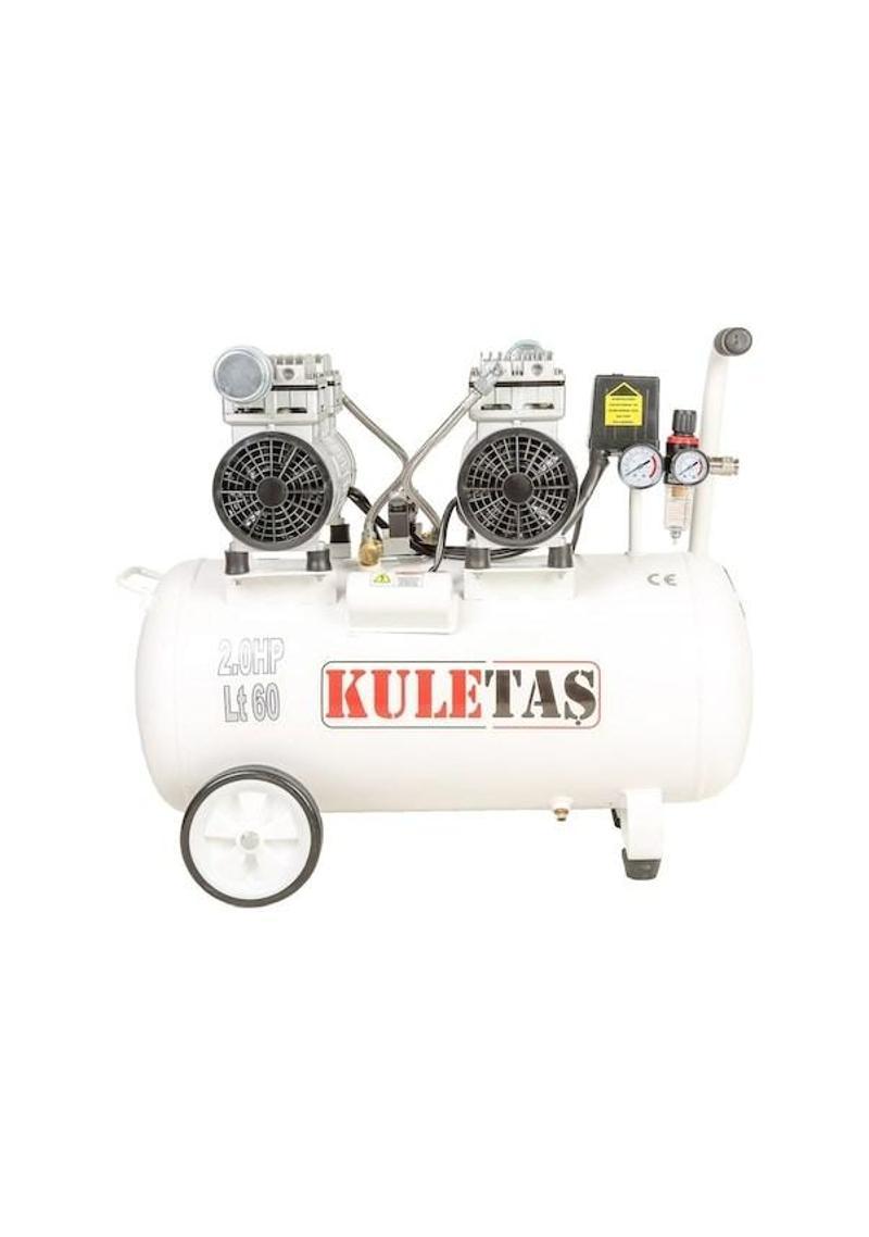 2HP 8 Bar Süper Sessiz Yağsız Çift Motor Dişçi Hava Kompresörü 60 L