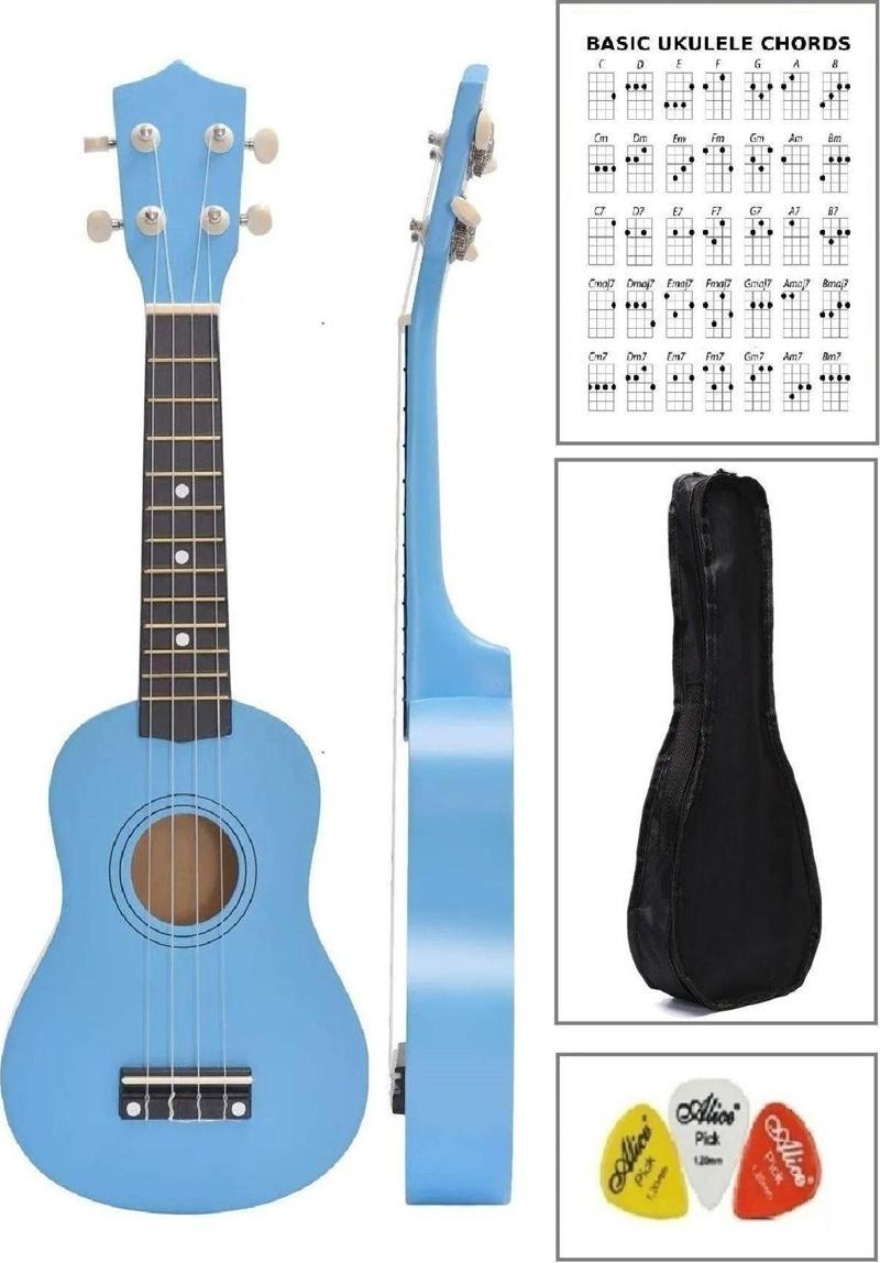 Soprano Açık Mavi Ukulele 54cm Kılıf Ve Pena