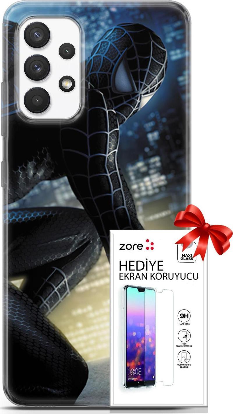 Samsung Galaxy A13 4G Kılıf Orijinal Seri Supers 21 Spider Man Duvar Kağıdı Darbe Önleyici Kapak + Ekran Koruyucu