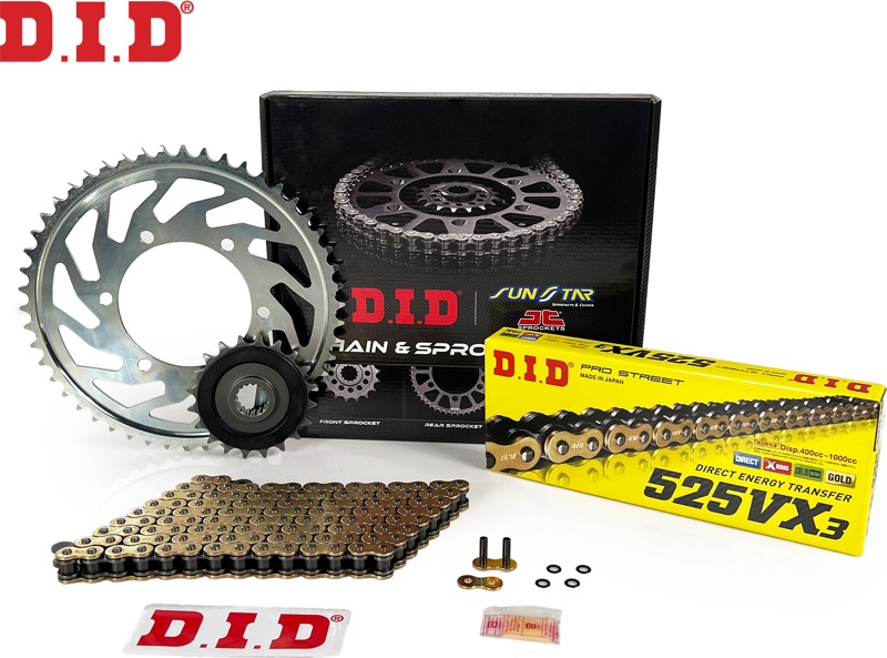 DID Zincir Dişli Seti Yamaha Mt-07 (700 Cc)  (2014-2022) / Zincir : Dıd-525Vx3 (Gold)-108 / Dişli: Jt (16T-43T)
