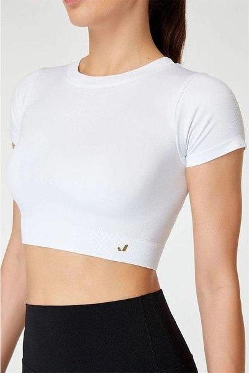 Captiva Yumuşak Dokulu & Esnek Crop Top - Beyaz