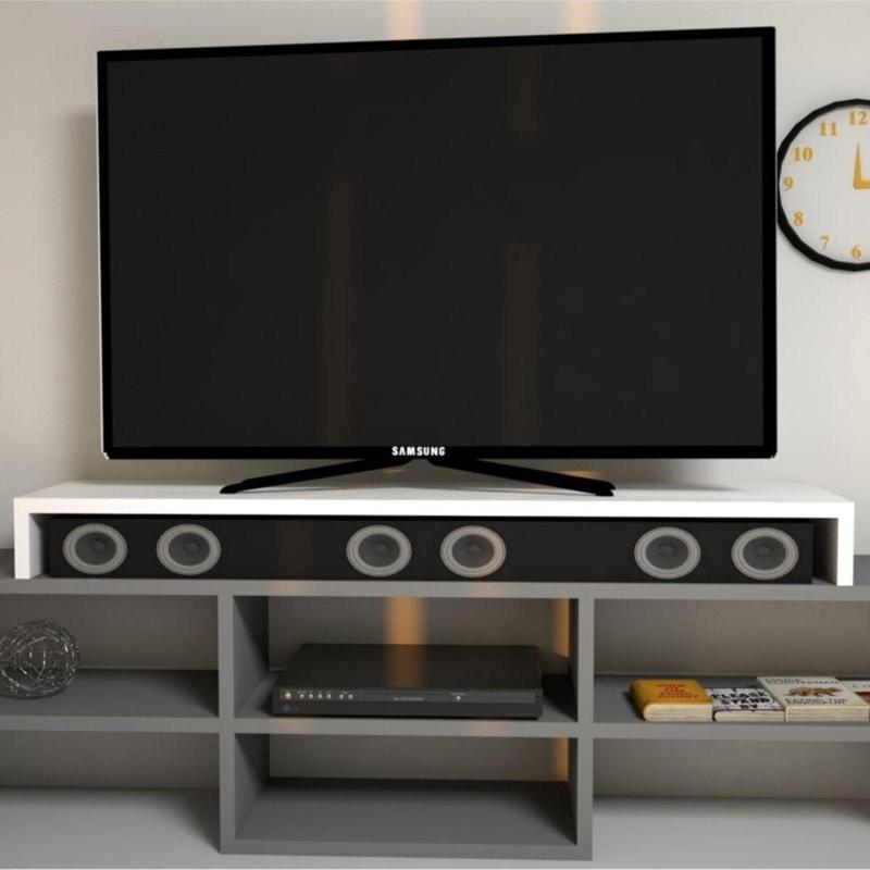 Carry Beyaz Monitör Yükseltici Soundbar Stand