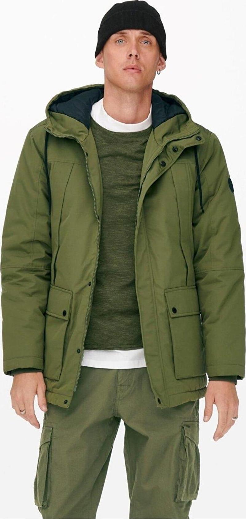 Onsjayden Erkek Kapüşonlu Parka Mont - 22022654